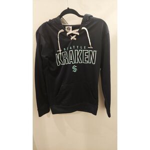 Seattle Kraken NHL Lace Up Hoodie Hockey Jersey Style Navy Blue Size Small